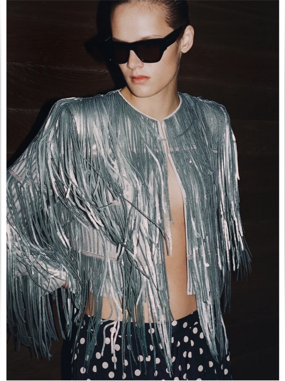 ZARA ZW COLLECTION FRINGED SEQUIN JACKET - Picture 13 of 17